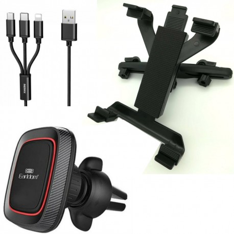Set auto, suport tetiera tableta ipad dvd player universal + suport magnetic smartphone  + cablu incarcare rapida  USB