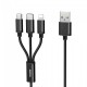Cablu de incarcare rapida smartphone, 3in1, USB Type-C, Micro USB, Lightning, 1,15m, 2.8 Amperi