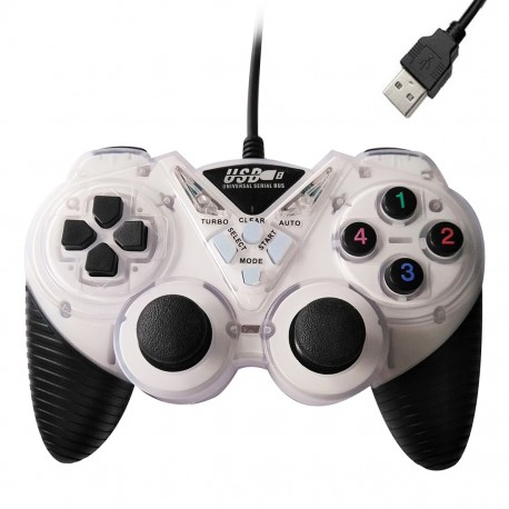 joystick gamepad double shock cu fir USB pentru PC functie turbo plug and play