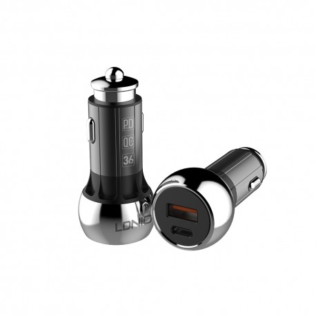 Incarcator auto smartphone incarcare rapida 3A USB, PD iphone, aluminiu