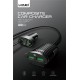 Incarcator auto 4x porturi USB incarcare rapida 5A, cablu extensie bancheta spate