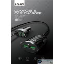 Incarcator auto 4x porturi USB incarcare rapida 5A, cablu extensie bancheta spate