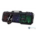 Set combo gaming, tastatura metalica iluminata, semi mecanica, si mouse 1000 DPI led rgb, Mixie X8000