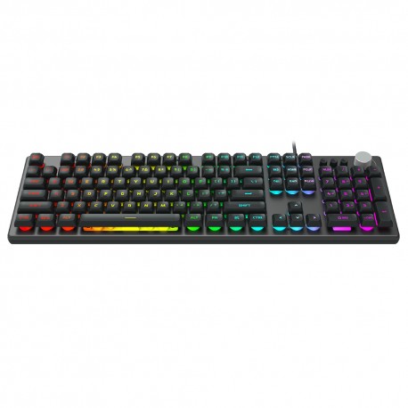 Tastatura mecanica gaming Aula F2028, efecte de lumini LED RGB, taste multimedia, anti-ghosting USB- semi-pro