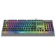 Tastatura mecanica pro gaming F2099 slim, 21 efecte iluminare LED RGB, 104 taste anti-fantoma  cu fir USB, 4 taste multimedia