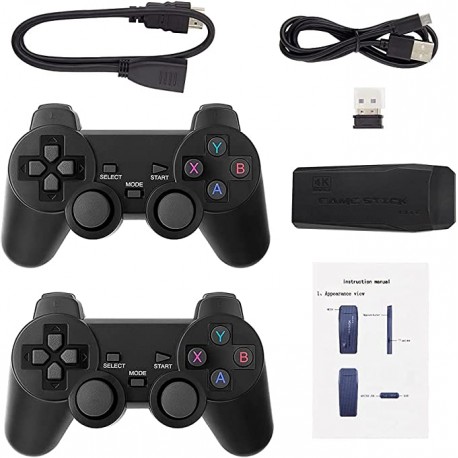 Consola gaming 4K retro 2x controller wireless dual 2,4G, stick pentru jocuri video plug-and-play, ieșire HDMI
